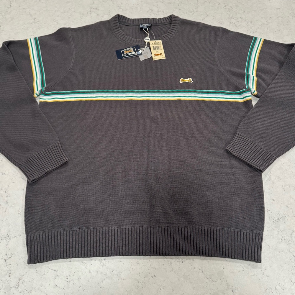 Le Tigre Men’s XXL 2XL Pullover Sweater Stylish Fashionable Striped Cotton Blend